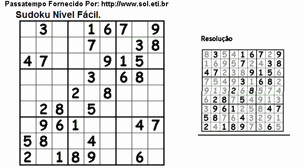 Passatempo de Lógica Matemática Sudoku Para Imprimir Com Respostas