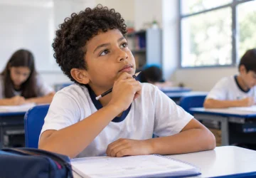 Aluno com possíveis lacunas de aprendizagem em sala de aula.
