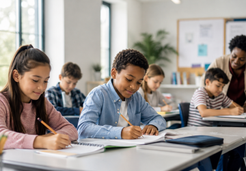 Alunos em uma escola que busca explicar o valor da mensalidade escolar