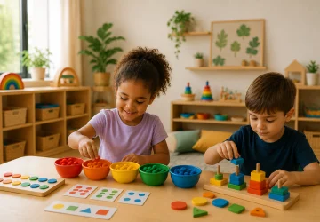 Alunos em atividade montessori