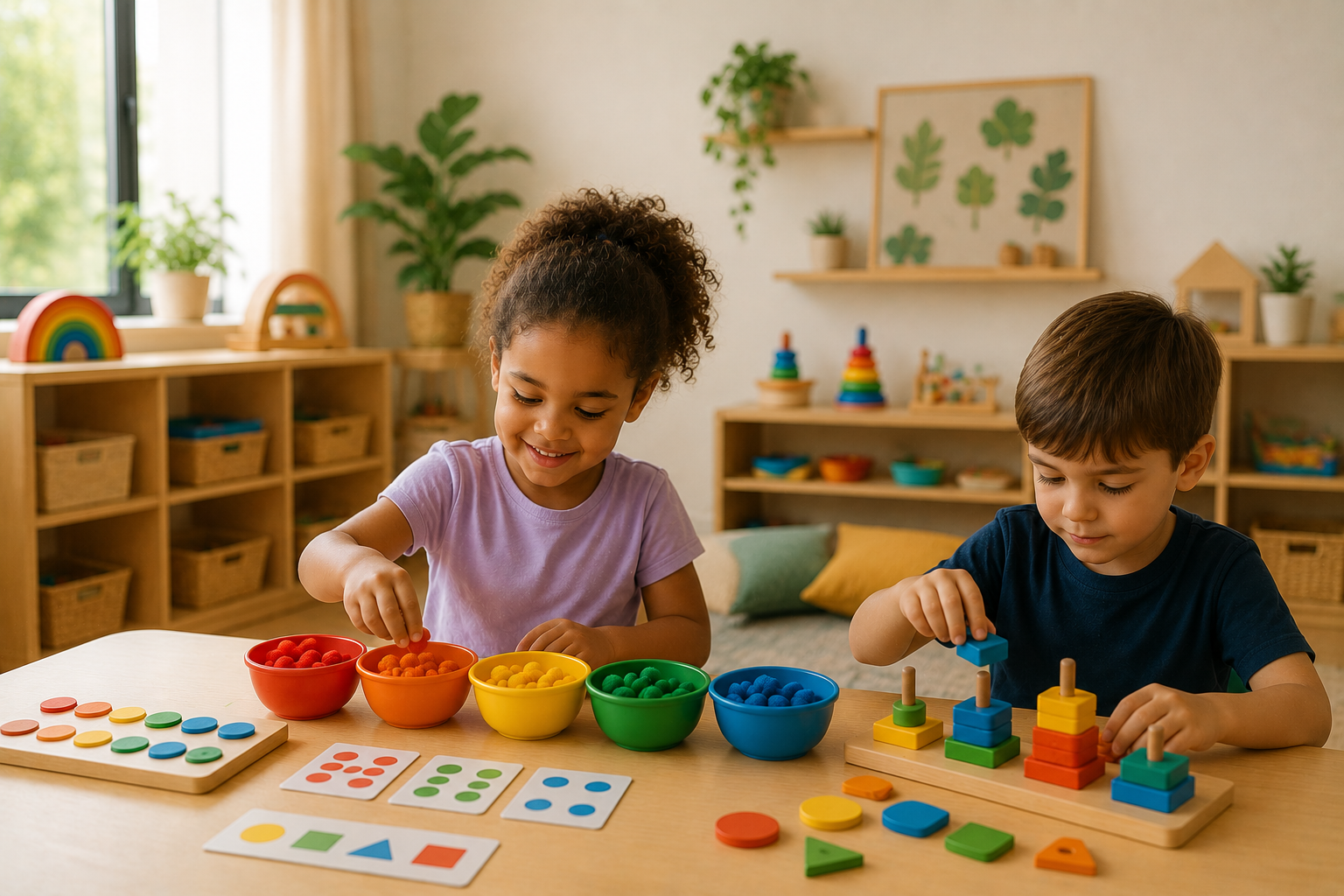 Alunos em atividade montessori
