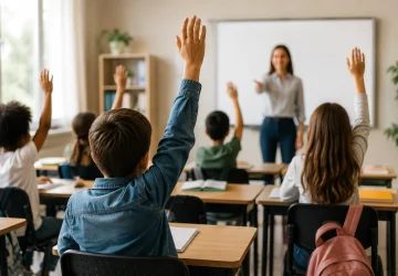 Sala de aula em que é aplicado uma metodologia de aula que torna o ensino mais participativo