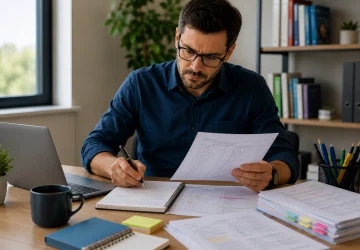 Gestor analisando uma avaliação diagnóstica