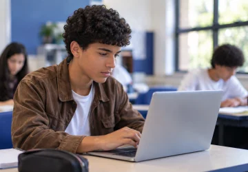 Aluno de uma escola que busca inovação na educação.
