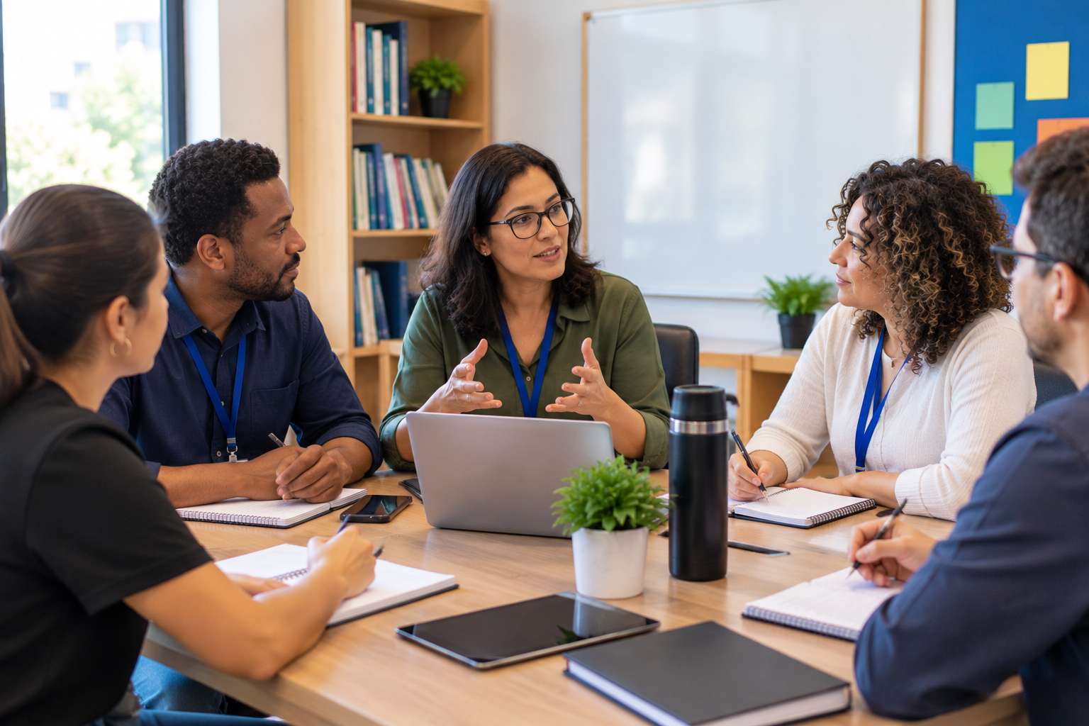Conselho escolar discutindo sobre decisões para a instituição.
